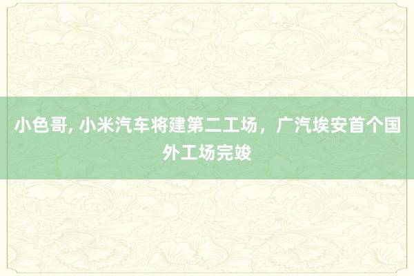 小色哥, 小米汽车将建第二工场，广汽埃安首个国外工场完竣