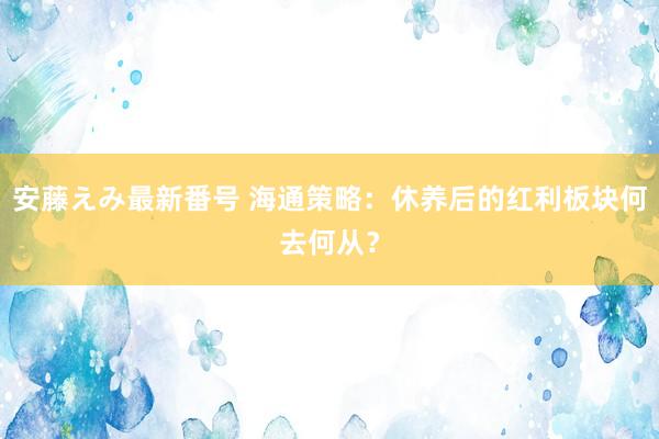 安藤えみ最新番号 海通策略：休养后的红利板块何去何从？