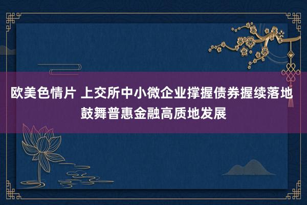 欧美色情片 上交所中小微企业撑握债券握续落地 鼓舞普惠金融高质地发展