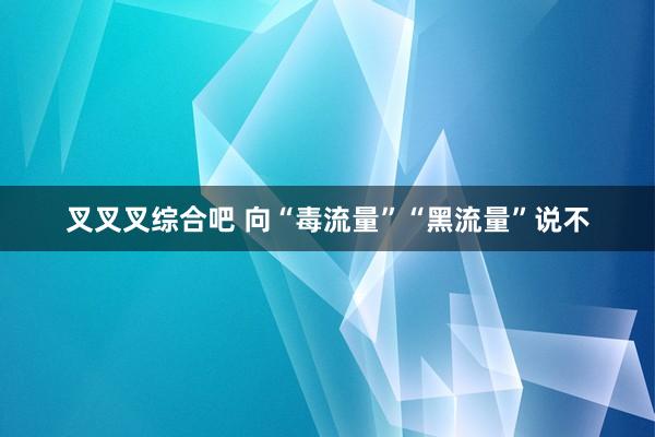 叉叉叉综合吧 向“毒流量”“黑流量”说不